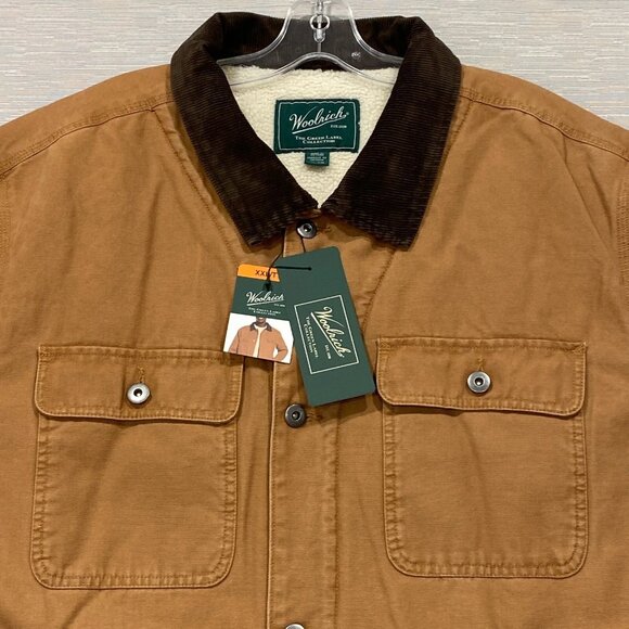 Woolrich Chore Jacket Mens 2XL Brown Canvas Sherpa Lined Corduroy Collar Barn - Picture 7 of 13
